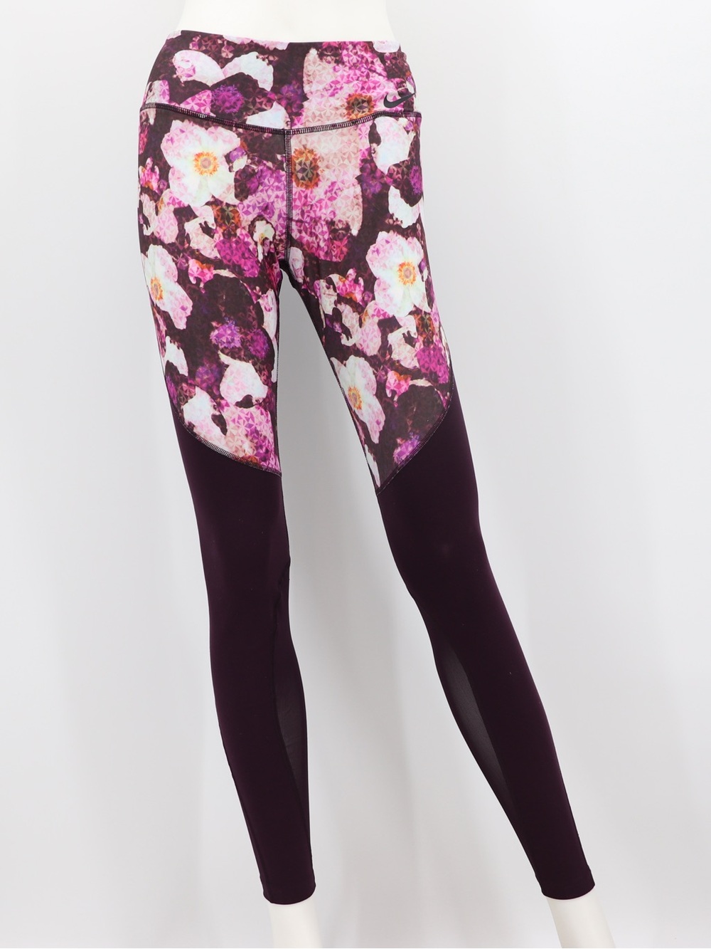 New Nike Power Legend Women’s Small DRI-FIT Training Leggings Active Floral Mesh